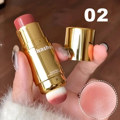 Double Head Powder Blusher Stick, Multi-use Cream Blush Stick with Sponge Tip, Long-lasting Natural Cheek Tint, Portable Makeup
