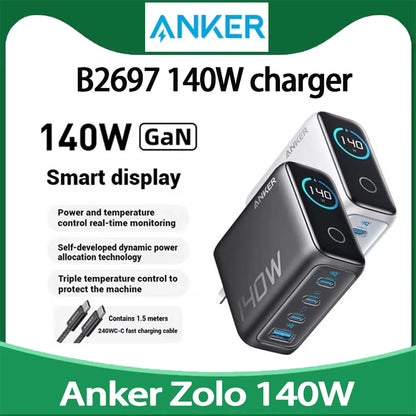 Brand New Anker Zolo 140W GaN Charger AI Display Screen Four-Port Fast Charge Mobile Phone Chargers Portable Phone Power Adaptor