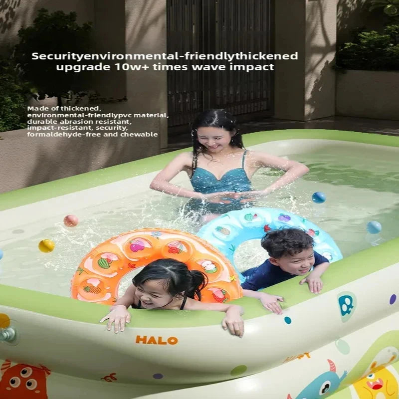 Kids Baby Inflatable Swimming Pool, 3 Layers Thickened 1.5m Large Pool for Indoor Outdoor Household Play