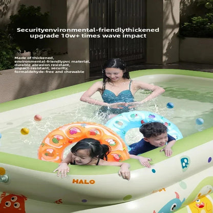 Kids Baby Inflatable Swimming Pool, 3 Layers Thickened 1.5m Large Pool for Indoor Outdoor Household Play