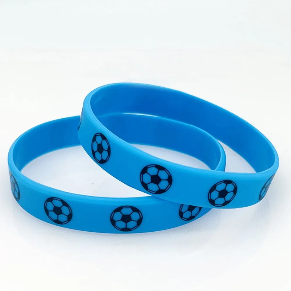 2pcs Printing Sports Soccer Silicone Bracelets  Euro 2024 Elastic Souvenir Sports Theme Bracelet Hand Circle