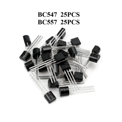 50Pcs/set Electronic Transistors Kit NPN PNP BC547 BC557 Each 25pcs Transistor Kit Bc557 Bc547 Transistor DIY Electronic Kit