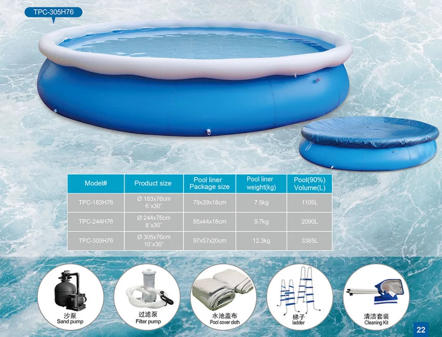 Above Ground Swimming Pool Inflatable Swimming Pool Full Sized Family Kiddie Blow-up Pool