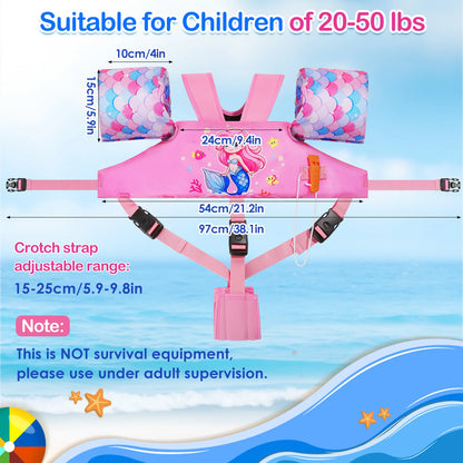 Kids Swimming Vest Toddler Floaties Arm Band Floaties with Adjustable Strap Swim Jacket Water Wing Pool Float Learning Swim