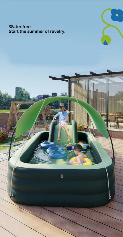Inflatable Swimming Pool with Rain Canopy, Portable Adult Swimming Pool in Outdoor Areas, Home Garden, Backyard Inflatable Pool