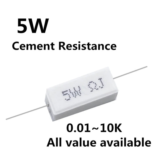 5pcs 5W 6.8 8 10 15 20 22 24 25 27 33 ohm 6.8R 8R 10R 15R 20R 22R 24R 25R 27R 33R Ceramic Cement Power Resistance Resistor 5%