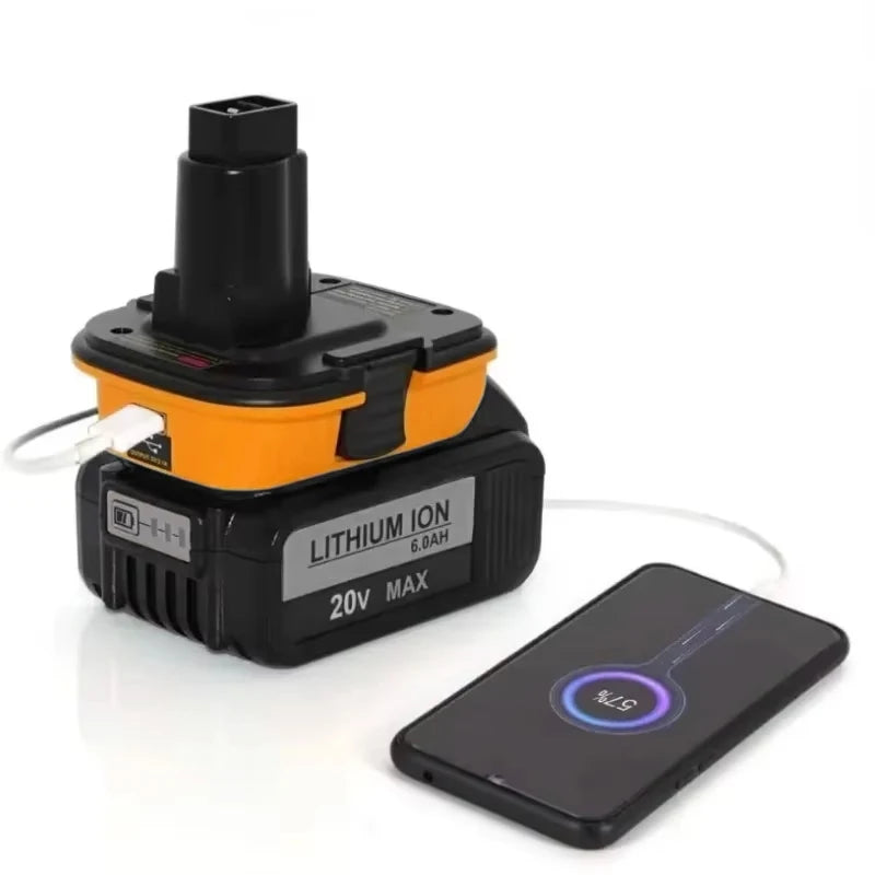 DCA1820 USB Adapter for Dewalt，Tools Convert for Dewalt 20V Lithium Battery to for Dewalt，18V NiCad NiMh Replace Battery Tools