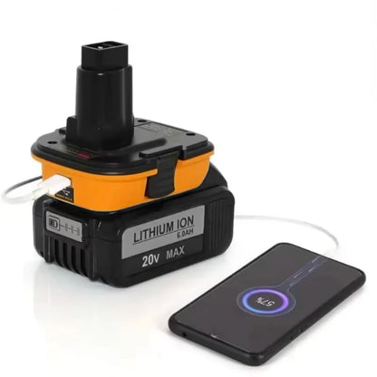 DCA1820 USB Adapter for Dewalt，Tools Convert for Dewalt 20V Lithium Battery to for Dewalt，18V NiCad NiMh Replace Battery Tools