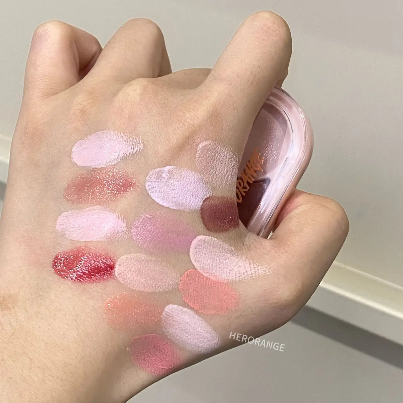 Water Light Peach Cream Blush Two-tone Face Brightening Orange Pink Blusher Plate Makeup Lasting Moisturizing Cheek Tint Rouge