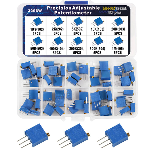 3296W Potentiometer Resistor Kit Precision Adjustable Variable  Resistance Trimmer Potentiometer 1K 10K 100K 1M 50R 100R