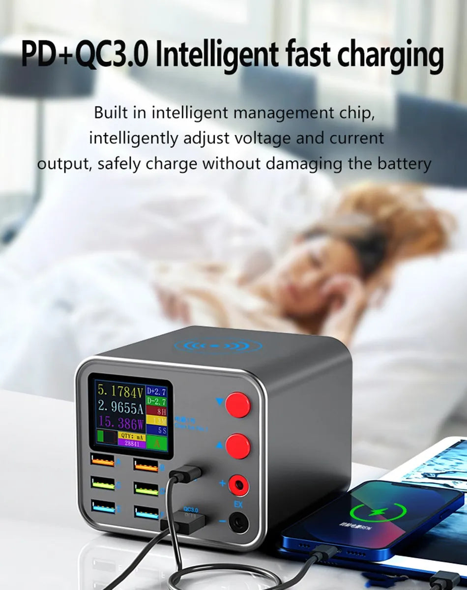 Multifunction 8-port Charger for Mobile Phonewith Short Circuit Repair Function Smart Wireless Fast Charging Tool