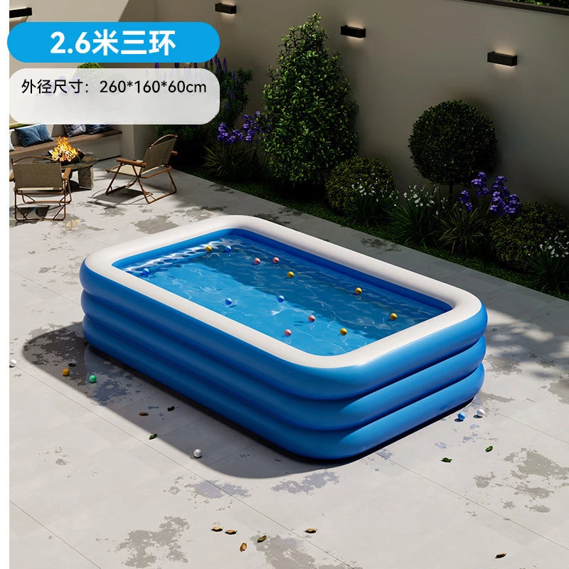 Kiddie Swimming Pool Extra Large Family-Inflatable Family Lounge Above Ground Swim Center Large Perfect for Summer Outdoor.