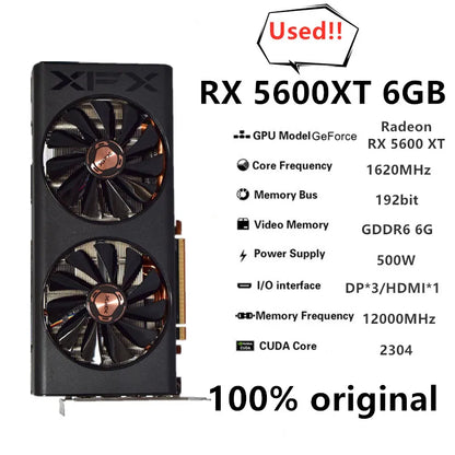 XFX original RX 5600XT 6G Game graphics card GDDR6 Computer graphics card  Video board  RX-56XT66WD6 Display card Function card