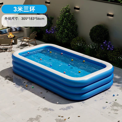 Kiddie Swimming Pool Extra Large Family-Inflatable Family Lounge Above Ground Swim Center Large Perfect for Summer Outdoor.