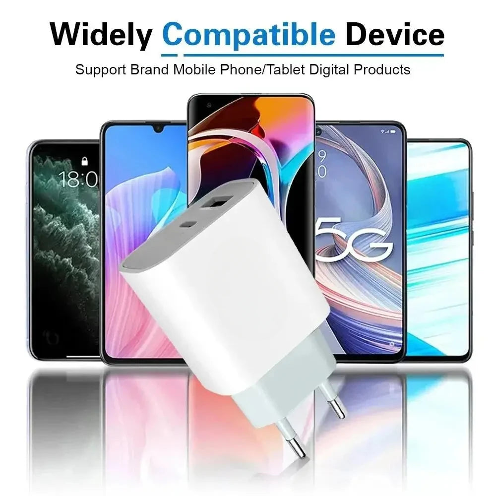 For iPhone Fast Charger 20w+20w Wall Type C Charging Cable Mobile Phone Compatible For IPhone 14 13 12 11 Pro Max XR XS X 7 8