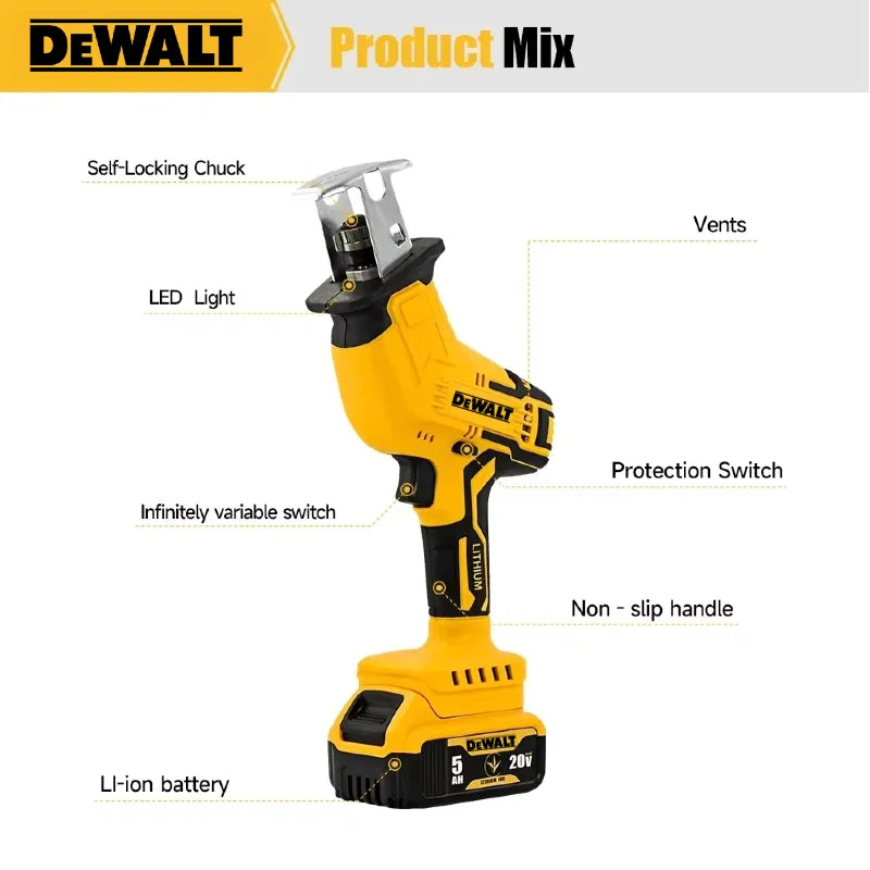 Dewalt 2800RPM Cordless Electric Reciprocating Saw Brushless Multifunctional Metal Wood Pipe Cutting Saw For Dewalt Battery