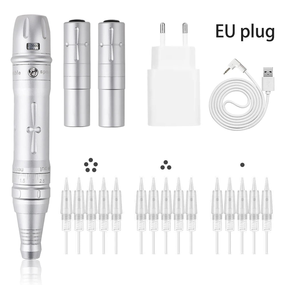 Wireless PMU Machine-Permanent Eyebrow Makeup Tattoo Machine Kit or Disposable Sterilized Tattoo Needle for Eyebrow Lip Eyeliner