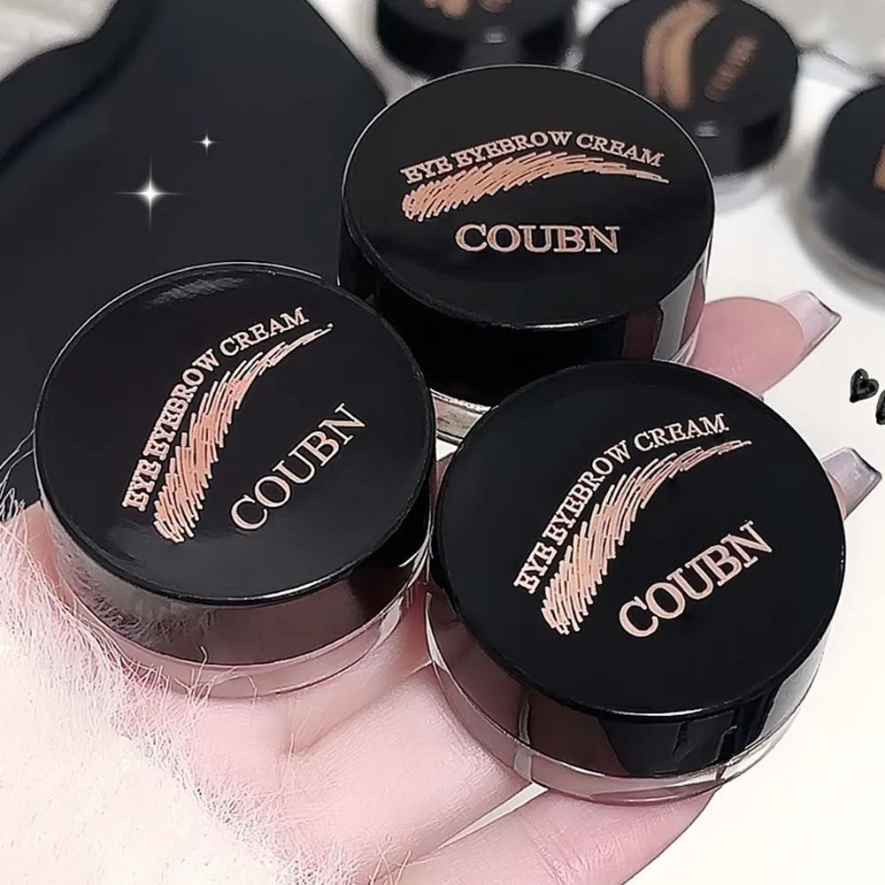 Two-Tone Matte Eyebrow Cream With Brush for Eyeliner & Eye Brow Waterproof Sweat Proof Wild Eyebrow Gel 3D Natural Tint Makeup