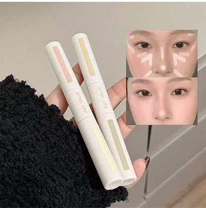 Dual End Concealer Stick Pink Liquid Brightening Contour Pen Correcting Penfor Under Eye & Face Sculpting Full Coverage Makeup