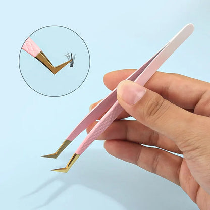 1pcs Eyelash Extension Tweezers Eyebow Clip Pink Stainless Steel Lash Lifting Tweezers Beauty Supplies Diy Makeup Tool