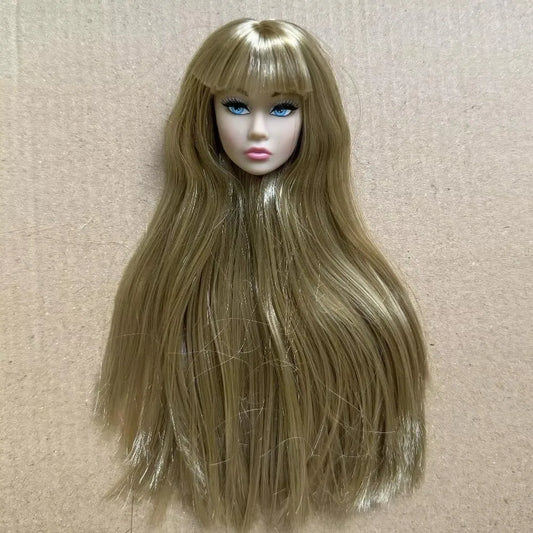 European Face Doll Head Long Hair White Normal Tan Skin Practice Makeup Head Fashion Doll Head for 11.5 Inch BJD Doll Body