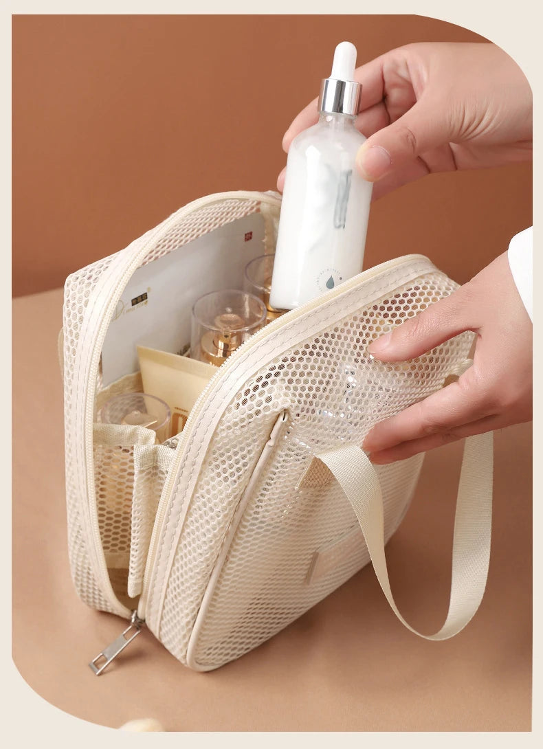 Multi-Functional Mesh Makeup Bag Pouch Large Capacity Portable Storage Case Travel Toiletry Bags Cosmetic Bag