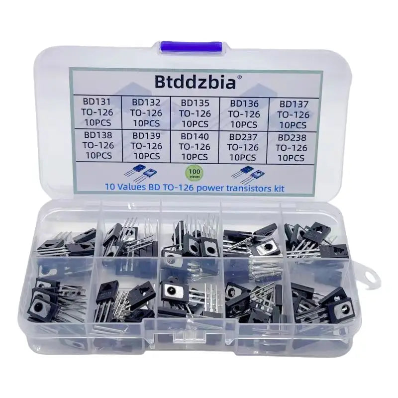 100pcs TO126 package transistors BD131-BD139/BD237/BD238, available in 10 different models, with DIY electronic component kit