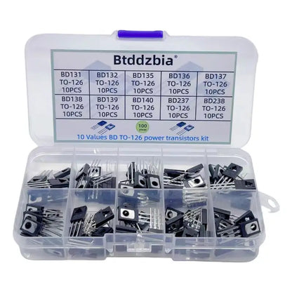 100pcs TO126 package transistors BD131-BD139/BD237/BD238, available in 10 different models, with DIY electronic component kit