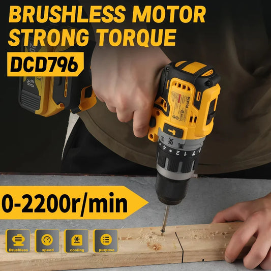Dewalt Brushless Cordless DCD796 Impact Drill, Multifunctional Rechargeable Electric Screwdriver Power Tools