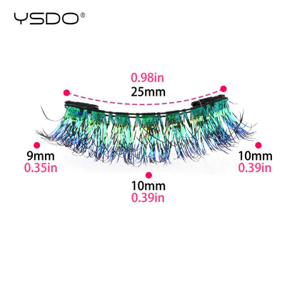 YSDO Colored Magnetic Eyelashes Natural Faux 3D Mink Lashes Reusable Makeup Party Cosplay Shiny Colorful Magnet False Lashes