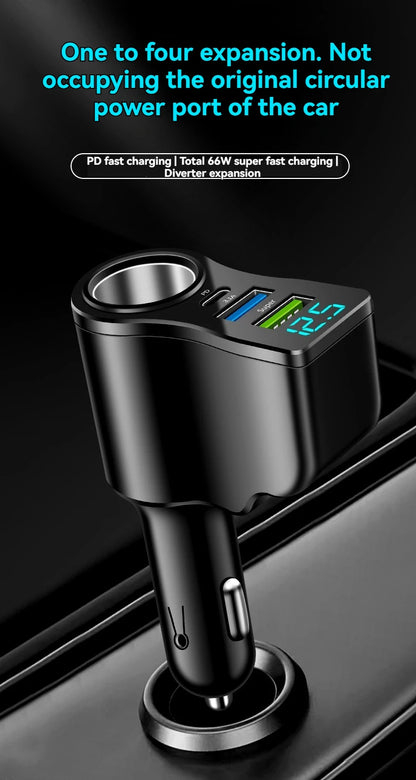 One can drag and carry four mobile phone chargers. It supports super-fast charging and has real-time voltage display.