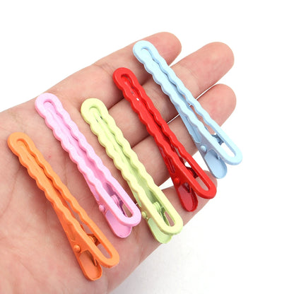 50pcs 6cm Candy Colored Hair Clips Women Girls Metal Hairpins Hollow Bangs Side Clip for Makeup Hair Styling Hairgrip Wholesale