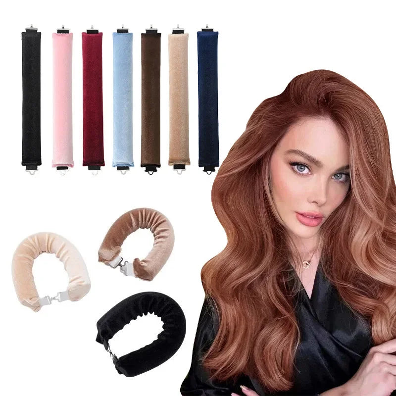 4 Hooks Rubber Curling Tool No Heat Curling iron Big Wave Curling tool Sleep Curling plus Silk scarf, holiday makeup, Christmas