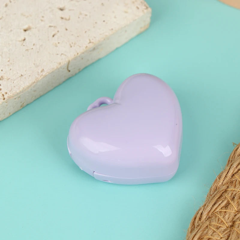 1Pcs Heart Shape Blush Empty Compact with Mirror, Keychain DIY Refillable Powder Case for Makeup