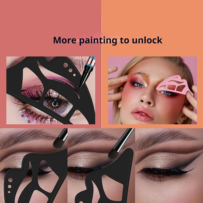 5 in 1 Eyeshadow Stencil Silicone Eyeshadow Tool Reusable Eye Makeup Aid Stencils Eyeliner Template for Beginners Makeup Tool