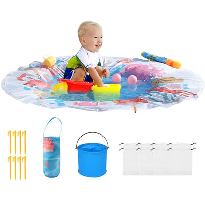 Waterproof Beach Baby Pool Kiddie Pool for Toddlers Beach Blanket Paddling Pool-Beach Summer Outdoor Water Play Toy for Kids