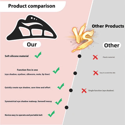 5 in 1 Eyeshadow Stencil Silicone Eyeshadow Tool Reusable Eye Makeup Aid Stencils Eyeliner Template for Beginners Makeup Tool