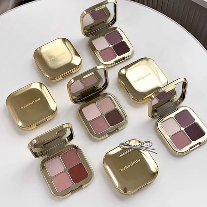 KAKASHOW 4 Colors Eyeshadow Palette Matte Shimmer Pearlescent Glitter Eye Shadow Long Lasting Easy To Color Eyes Makeup Palette