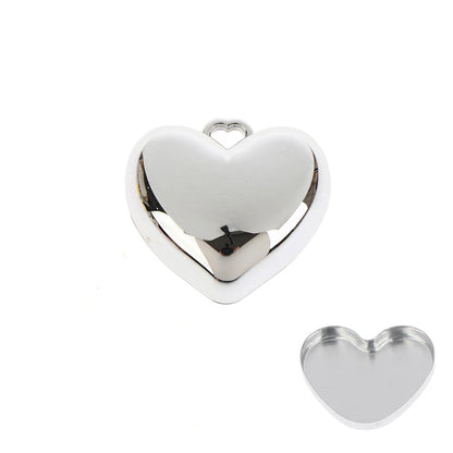 1Pcs Heart Shape Blush Empty Compact with Mirror, Keychain DIY Refillable Powder Case for Makeup