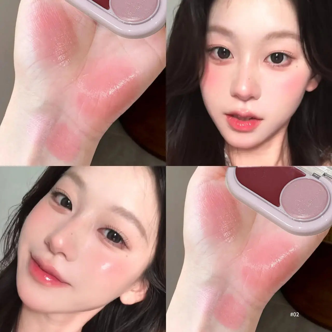 Water Light Peach Cream Blush Two-tone Face Brightening Orange Pink Blusher Plate Makeup Lasting Moisturizing Cheek Tint Rouge