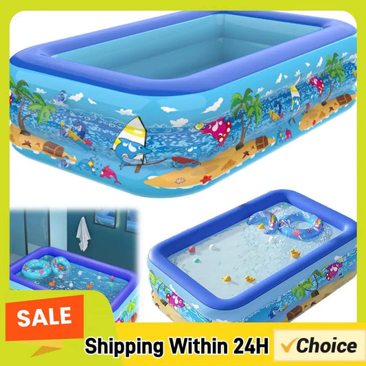 Inflatable Swimming Pool Large Family Pools 120cm Rectangle Framed Children Swimming Pool Summer Outdoor Pool  Bathtub Toys