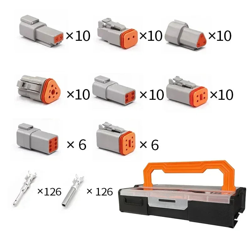 Boxed Deutsch Type DT Connector Kit Waterproof Wire DT Series Connector Set Box DT06/DT04 2/3/4/6/8/12 Pins Sealed Plug