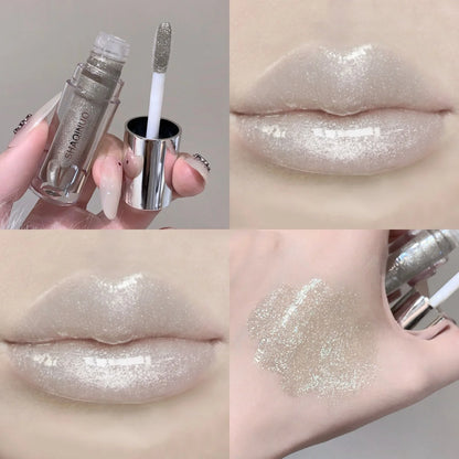 1Pc Lip Gloss Mirror Moisturizing Gothic Pure Black Silver Fine Flash Low Saturation Lip Glazed Lasting Lip Makeup Halloween