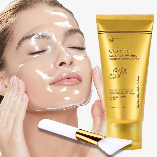 Kojic Acid Turmeric Overnight Wrapping Peel Off Mask Kit Nourish Hydrolyzed Collagen Glowing Skin Refresh Skin Firming Skincare