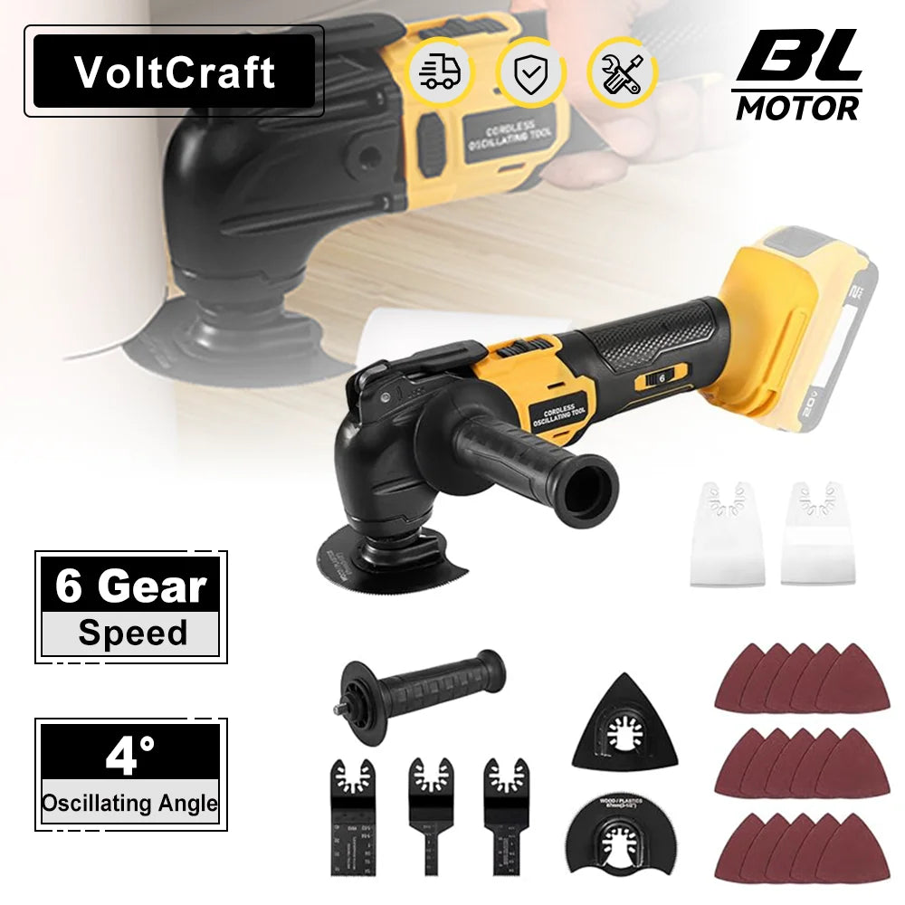 20000OPM Brushless Oscillating Multi Tools 6Gear Function Tool Electric Saw Trimmer Shovel Woodworking for DeWalt 18V Battery
