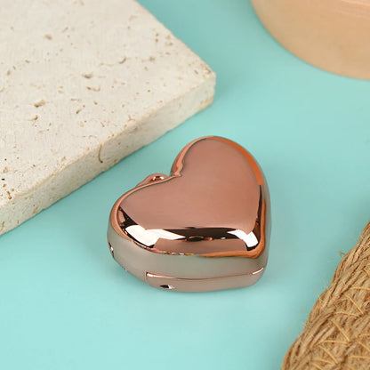 1Pcs Heart Shape Blush Empty Compact with Mirror, Keychain DIY Refillable Powder Case for Makeup