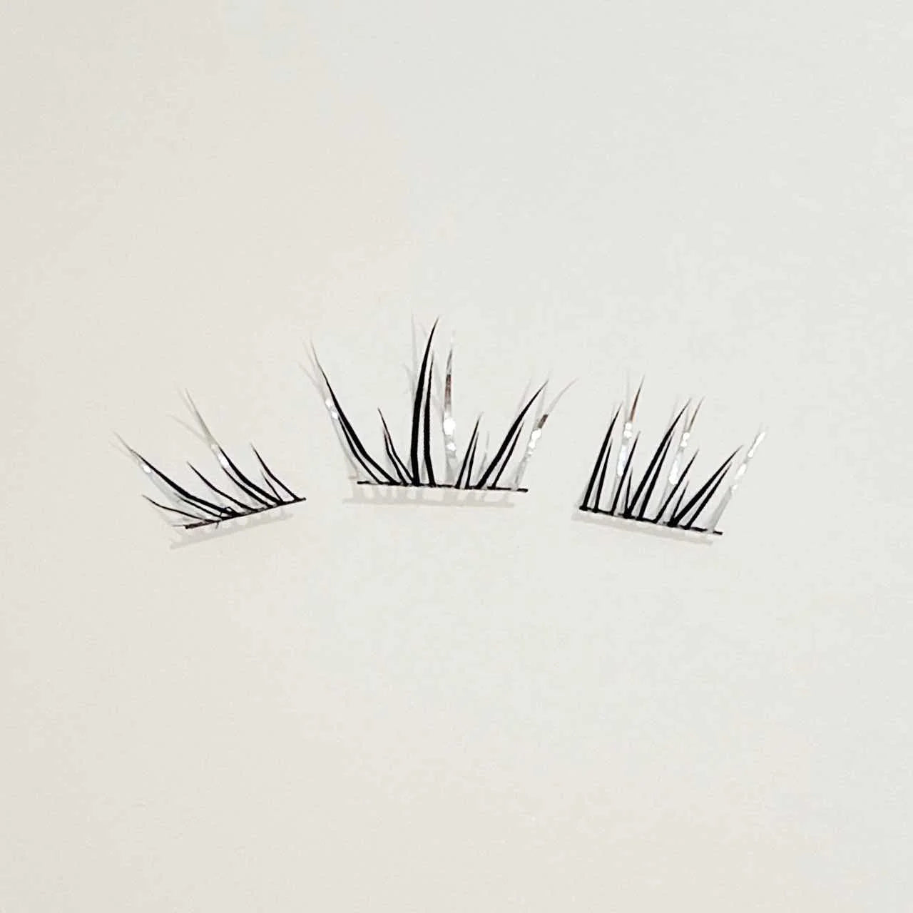 DIY Cluster Punk Silver Black Self-adhesive Glue Free False Eyelashes Segmented Thin Stems Halloween Makeup Girl Lashe Extension