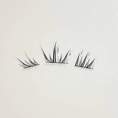 DIY Cluster Punk Silver Black Self-adhesive Glue Free False Eyelashes Segmented Thin Stems Halloween Makeup Girl Lashe Extension