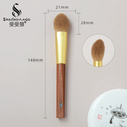 Soft Saibikoho Goat Hair Makeup Brush 1PC Shoushoulang High-end Hand Crafted Blush Contour Brush Rosewood Handle Makeup Brush