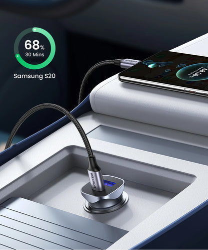 UGREEN Car Charger Type C Fast USB Charger for iPhone 17 16 15 Xiaomi Car Charging Quick 4.0 3.0 Charge Mobile Phone PD Charger
